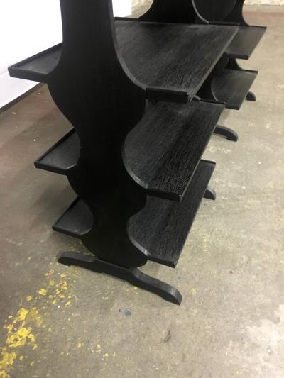 Jean Michel Frank J M Frank attributed Rare pairPof Black 4 Tier Side Tables