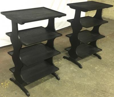 Jean Michel Frank J M Frank attributed Rare pairPof Black 4 Tier Side Tables