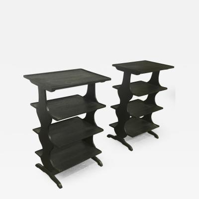 Jean Michel Frank J M Frank attributed Rare pairPof Black 4 Tier Side Tables
