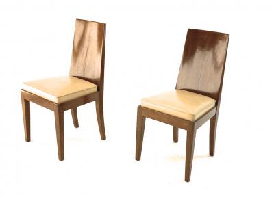 Jean Michel Frank J M Frank style pair of walnut pure design chairs