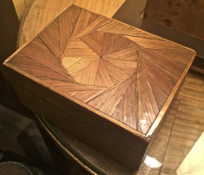 Jean Michel Frank J M Frank vintage marqueterie de paille small boxe