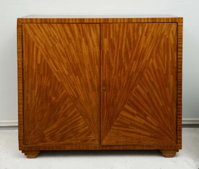 Jean Michel Frank Jean Michel Frank Inspired Exquisitely Crafted Parquetry Cabinet