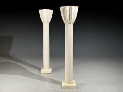 Jean Michel Frank Jean Michel Frank Style Monumental Torchiere Lamps Plaster 20th c 