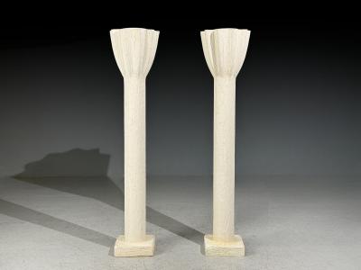 Jean Michel Frank Jean Michel Frank Style Monumental Torchiere Lamps Plaster 20th c 