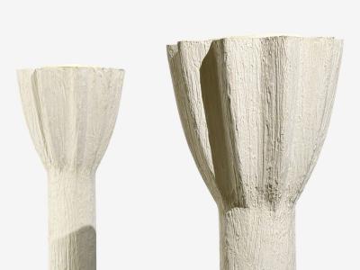 Jean Michel Frank Jean Michel Frank Style Monumental Torchiere Lamps Plaster 20th c 