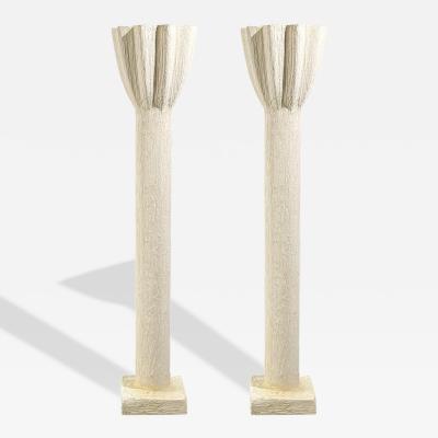 Jean Michel Frank Jean Michel Frank Style Monumental Torchiere Lamps Plaster 20th c 