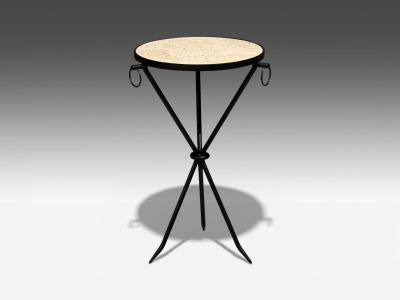 Jean Michel Frank Jean Michel Frank Style Side Tables Iron Travertine 20th c 