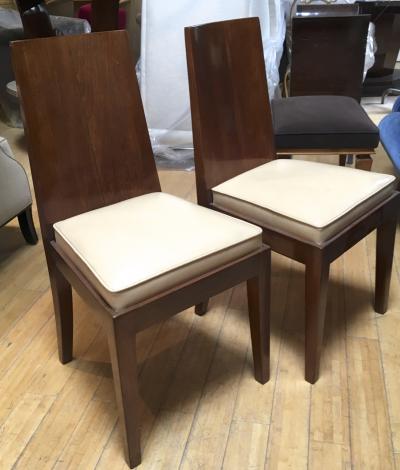 Jean Michel Frank Jean Michel Frank in the style Pair of Walnut Refined Chairs