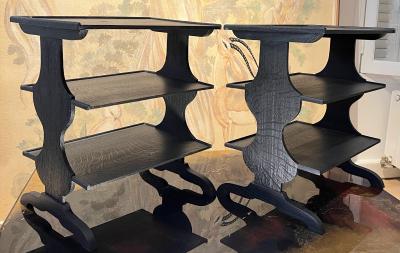 Jean Michel Frank Jean Michel Frank style pair of 3 tier side tables