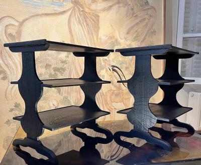 Jean Michel Frank Jean Michel Frank style pair of 3 tier side tables