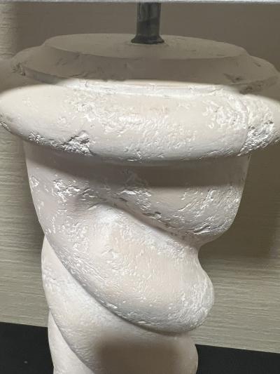 Jean Michel Frank MODERNIST PAIR OF SPIRAL PLASTER COLUMN LAMPS IN THE MANNER OF JEAN MICHEL FRANK