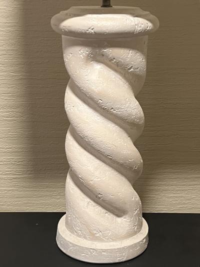 Jean Michel Frank MODERNIST PAIR OF SPIRAL PLASTER COLUMN LAMPS IN THE MANNER OF JEAN MICHEL FRANK