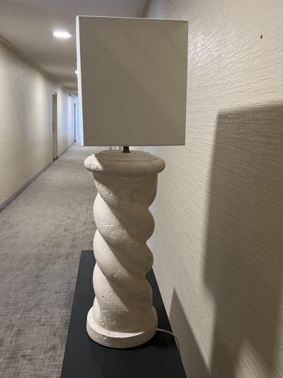 Jean Michel Frank MODERNIST PAIR OF SPIRAL PLASTER COLUMN LAMPS IN THE MANNER OF JEAN MICHEL FRANK