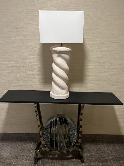 Jean Michel Frank MODERNIST PAIR OF SPIRAL PLASTER COLUMN LAMPS IN THE MANNER OF JEAN MICHEL FRANK