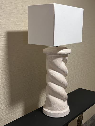 Jean Michel Frank MODERNIST PAIR OF SPIRAL PLASTER COLUMN LAMPS IN THE MANNER OF JEAN MICHEL FRANK