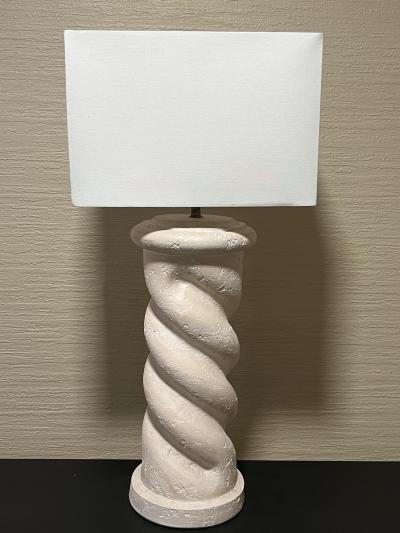 Jean Michel Frank MODERNIST PAIR OF SPIRAL PLASTER COLUMN LAMPS IN THE MANNER OF JEAN MICHEL FRANK