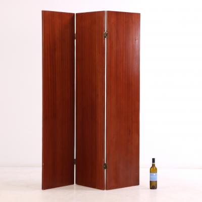 Jean Michel Frank Mahogany Straw Marquetry Veneer Screen in Manner of Jean Michel Frank