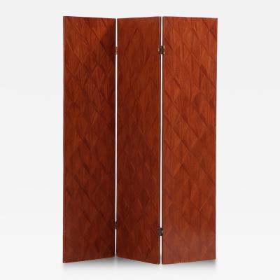 Jean Michel Frank Mahogany Straw Marquetry Veneer Screen in Manner of Jean Michel Frank 