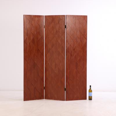 Jean Michel Frank Mahogany Straw Marquetry Veneer Screen in Manner of Jean Michel Frank