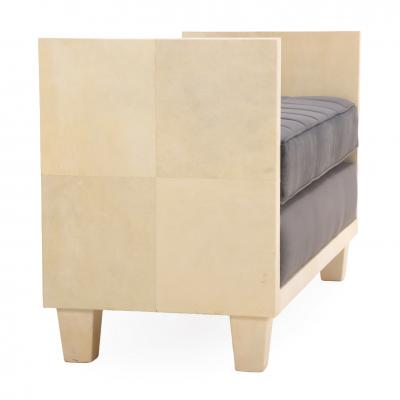 Jean Michel Frank Modernist Style Parchment Upholstered Bench in the manner of Jean Michel Frank 