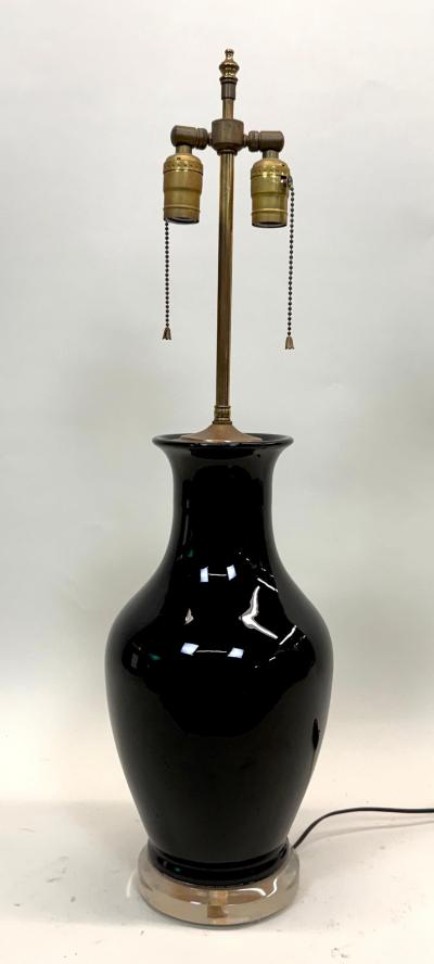 Jean Michel Frank PAIR French Modern Neoclassic Black Opaline Glass Table Lamps Jean Michel Frank