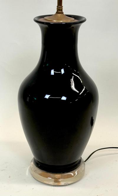 Jean Michel Frank PAIR French Modern Neoclassic Black Opaline Glass Table Lamps Jean Michel Frank