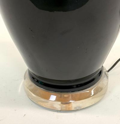 Jean Michel Frank PAIR French Modern Neoclassic Black Opaline Glass Table Lamps Jean Michel Frank