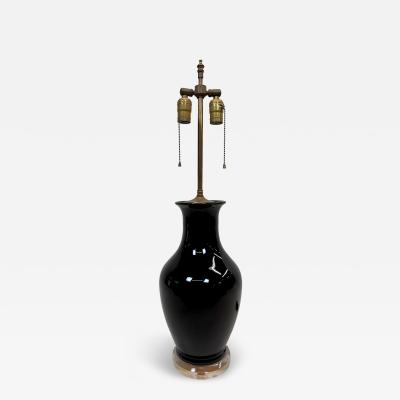 Jean Michel Frank PAIR French Modern Neoclassic Black Opaline Glass Table Lamps Jean Michel Frank