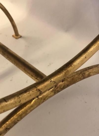 Jean Michel Frank Pair French Modern Neoclassical Gilt Iron Benches Style of Jean Michel Frank