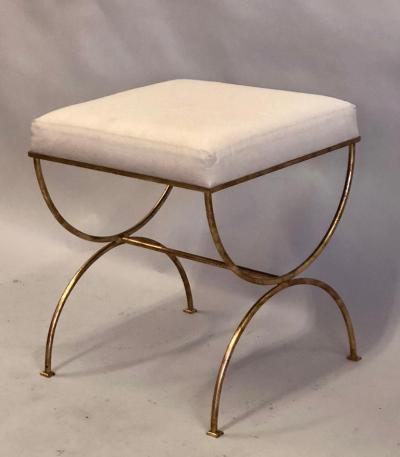 Jean Michel Frank Pair French Modern Neoclassical Gilt Iron Benches Style of Jean Michel Frank