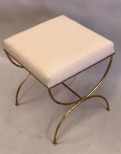 Jean Michel Frank Pair French Modern Neoclassical Gilt Iron Benches Style of Jean Michel Frank