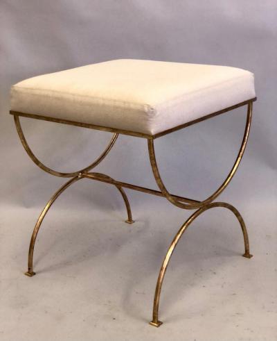 Jean Michel Frank Pair French Modern Neoclassical Gilt Iron Benches Style of Jean Michel Frank