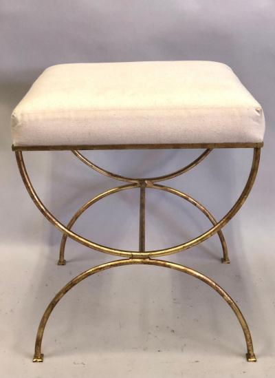 Jean Michel Frank Pair French Modern Neoclassical Gilt Iron Benches Style of Jean Michel Frank