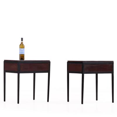 Jean Michel Frank Pair of Contemporary Argentine Leather and Iron Nightstands