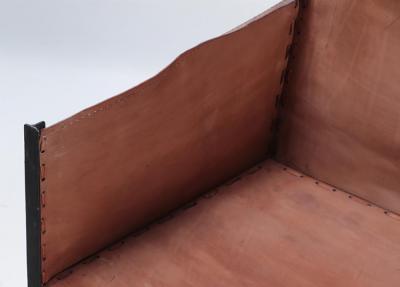 Jean Michel Frank Pair of Contemporary Iron and tailored leather armchairs manner of Frank