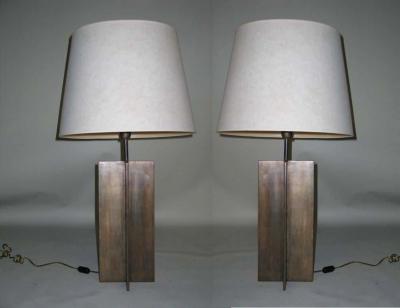 Jean Michel Frank Pair of Cross Form Table Lamps in the Manner of Jacques Quinet