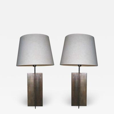 Jean Michel Frank Pair of Cross Form Table Lamps in the Manner of Jacques Quinet