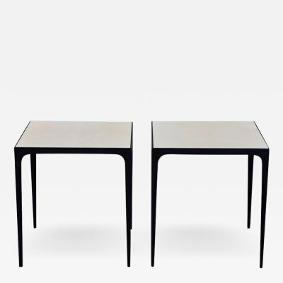 Jean Michel Frank Pair of Esquisse Parchment and Wrought Iron Side Tables