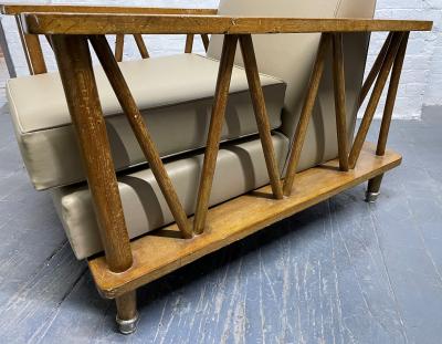 Jean Michel Frank Pair of French Cerused Oak Lounge Chairs in the Style of Jean Michel Frank