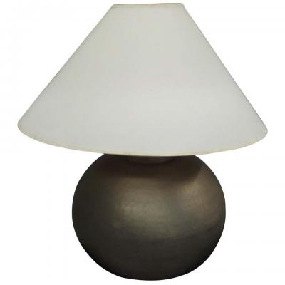 Jean Michel Frank Pair of French Hand Hammered Brass Matte Nickel Table Lamps Jean Michel Frank