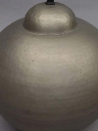 Jean Michel Frank Pair of French Hand Hammered Brass Matte Nickel Table Lamps Jean Michel Frank