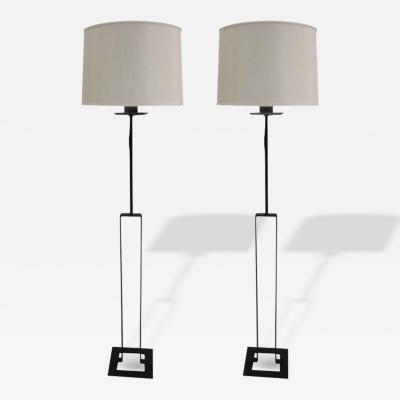 Jean Michel Frank Pair of French Modern Minimalist Wrought Iron Floor Lamps Jean Michel Frank