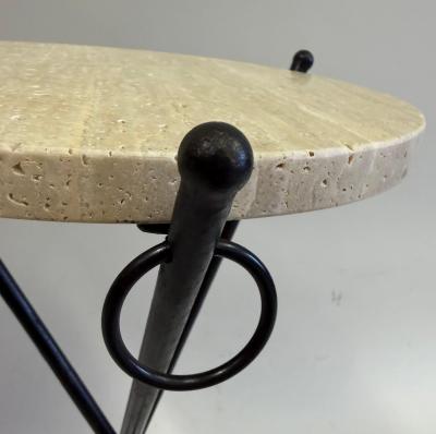 Jean Michel Frank Pair of French Modern Neoclassical Iron Stone Side Tables Jean Michel Frank