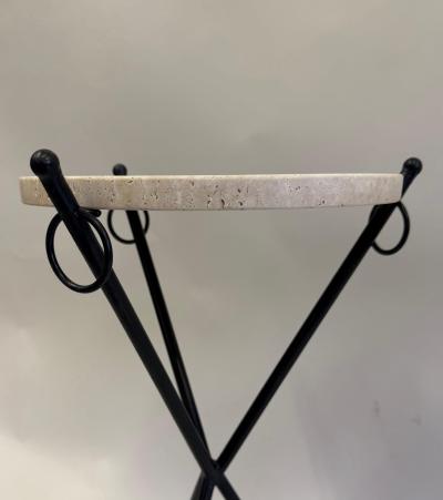 Jean Michel Frank Pair of French Modern Neoclassical Iron Stone Side Tables Jean Michel Frank