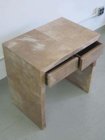 Jean Michel Frank Pair of French Parchment Nightstands in the style of Jean Michel Frank