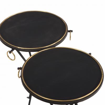Jean Michel Frank Pair of Gueridon Style Iron Bronze Drinks Tables manner of Jean Michel Frank 