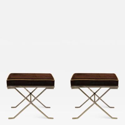 Jean Michel Frank Pair of Modern Neoclassical Benches or Stools in the Manner of Jean Michel Frank