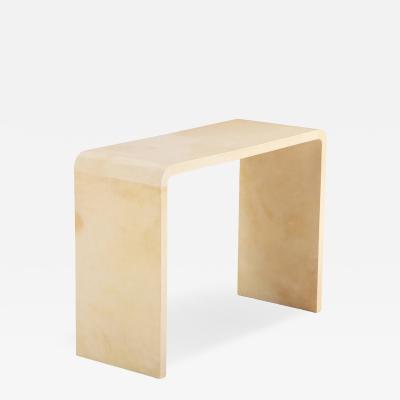Jean Michel Frank Parchment Covered Waterfall Console in the manner of Jean Michel Frank 