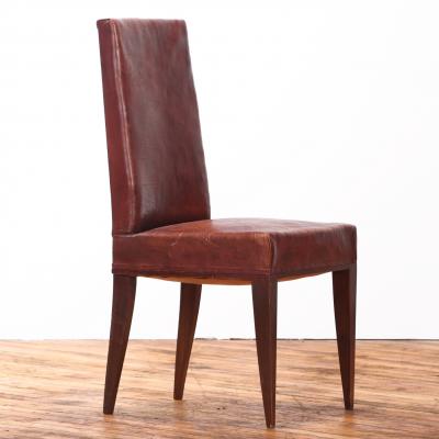 Jean Michel Frank Set of 6 French Wood and Leather Dining Chairs C 1940