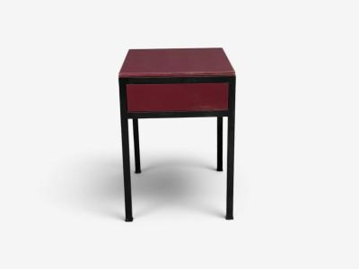Jean Michel Frank Style Nightstands Burgundy Leather Iron